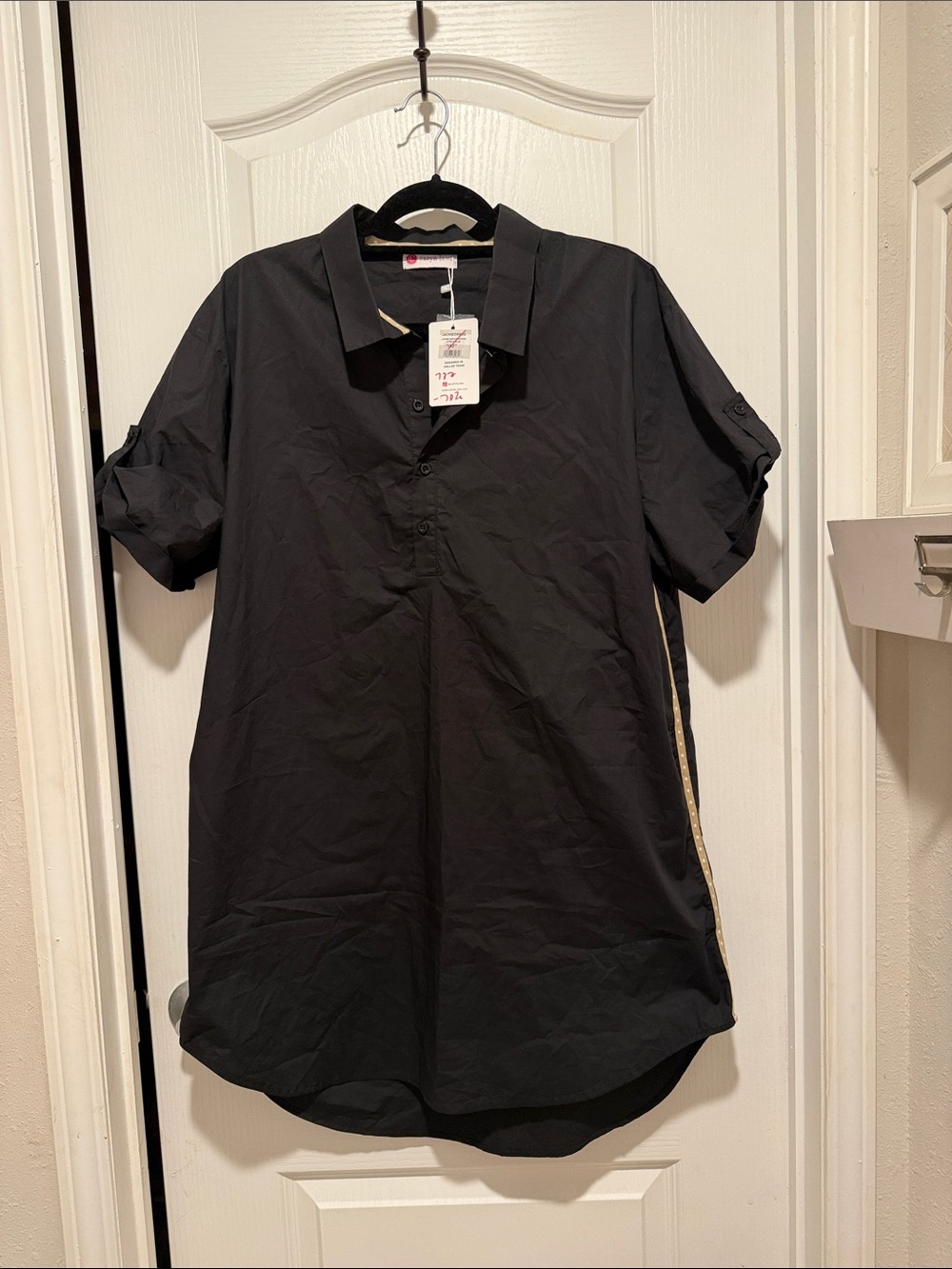 Casual Black JackieDress Short-Sleeve Button-Down Shirt Dress